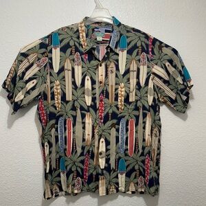 VTG Reyn Spooner men's XL 100% spun rayon Hawaiian‎ style camp shirt surfboards